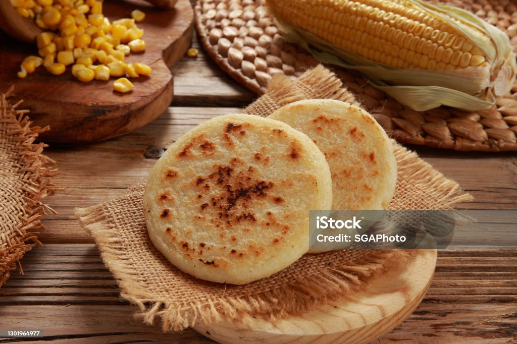 Fresh Colombian arepas